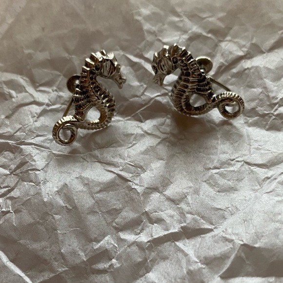 1950’s Vintage Beau Craft- Sterling Silver Seahorse Earrings